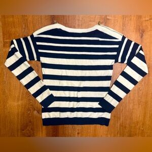 The Limited Striped Knit Sweater Zipper Women’s Size Small Navy White